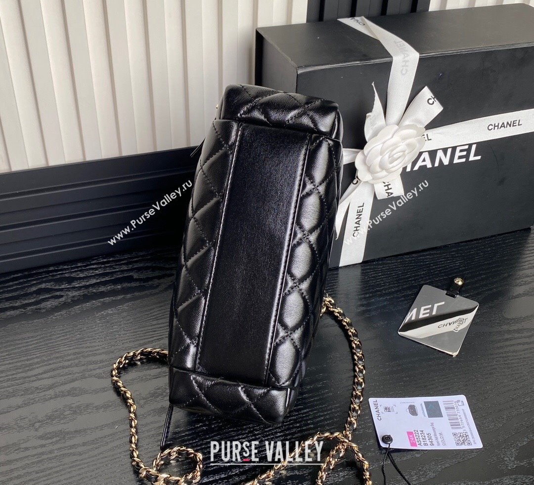 Chanel Shiny Crumpled Lambskin Vanity Case Bag with Pockets AS5222 Black 2024 (yezi-241107012)