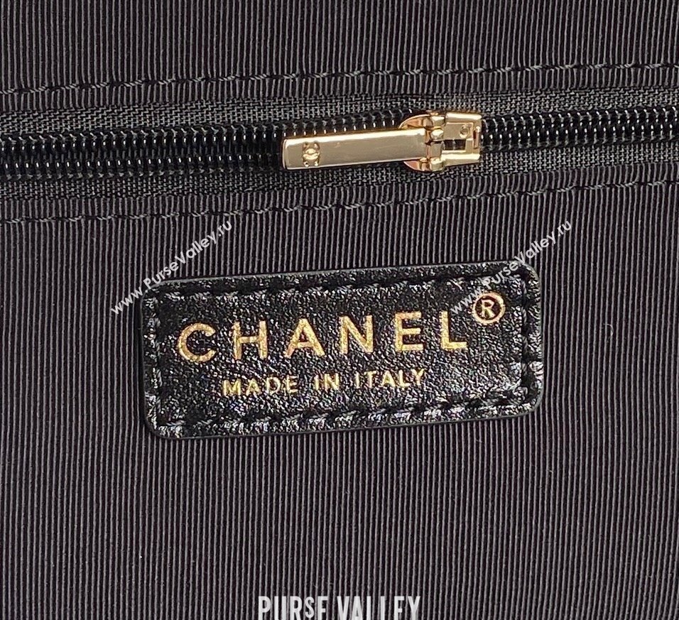 Chanel Shiny Crumpled Lambskin Vanity Case Bag with Pockets AS5222 Black 2024 (yezi-241107012)