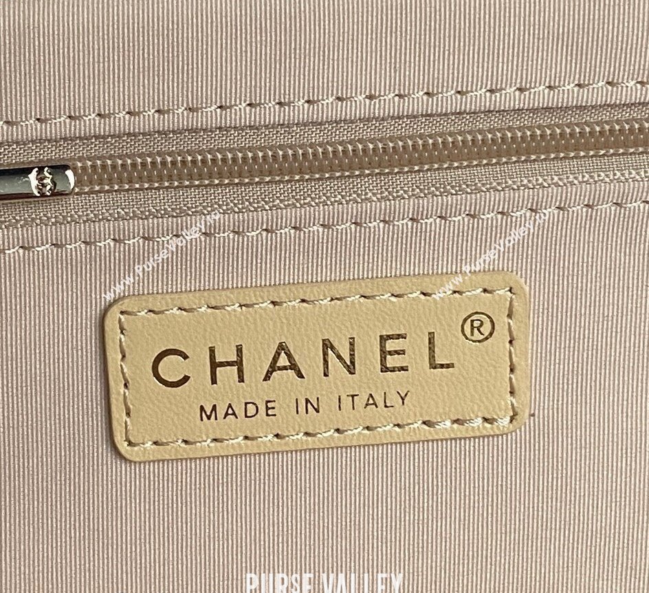 Chanel Shiny Crumpled Lambskin Vanity Case Bag with Pockets AS5222 Light Yellow 2024 (yezi-241107013)