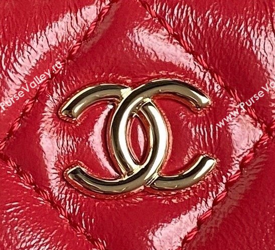 Chanel Shiny Crumpled Lambskin Vanity Case Bag with Pockets AS5222 Red 2024 (yezi-241107014)