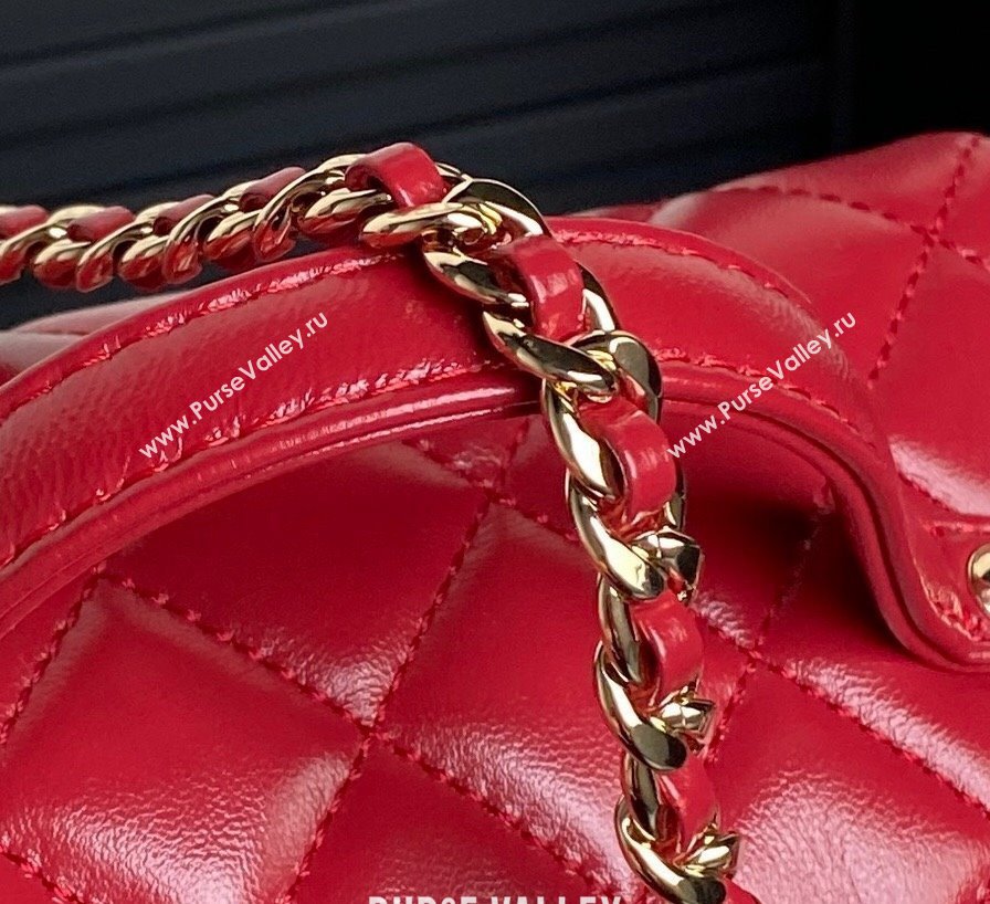 Chanel Shiny Crumpled Lambskin Vanity Case Bag with Pockets AS5222 Red 2024 (yezi-241107014)