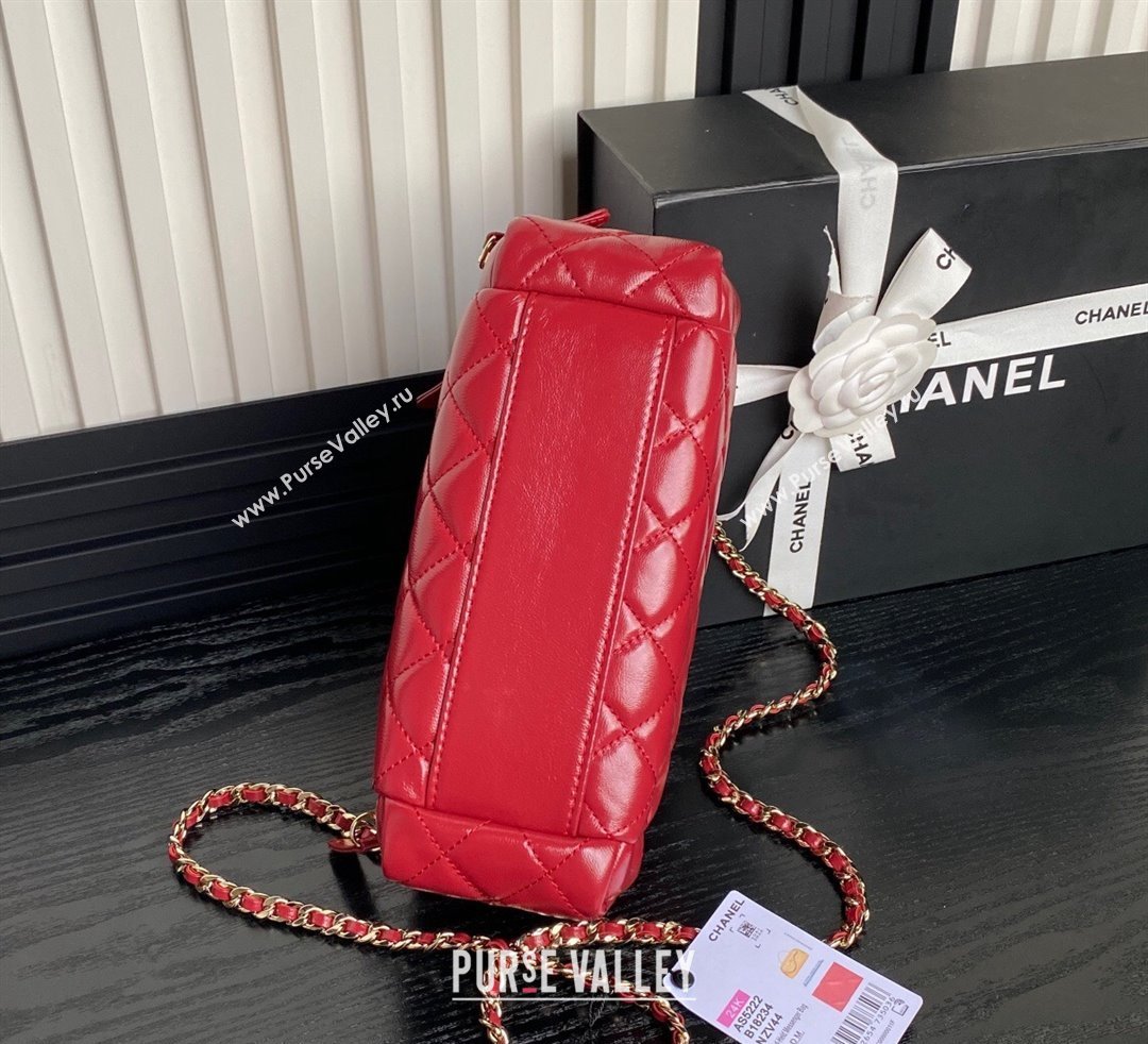 Chanel Shiny Crumpled Lambskin Vanity Case Bag with Pockets AS5222 Red 2024 (yezi-241107014)