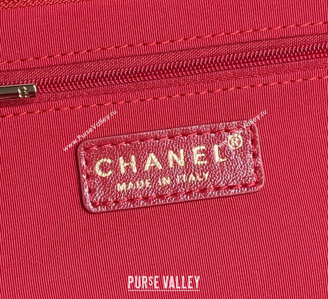 Chanel Shiny Crumpled Lambskin Vanity Case Bag with Pockets AS5222 Red 2024 (yezi-241107014)