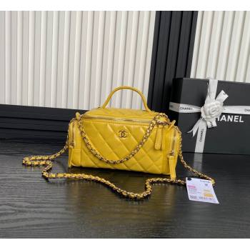 Chanel Shiny Crumpled Lambskin Vanity Case Bag with Pockets AS5222 Bright Yellow 2024 (yezi-241107015)