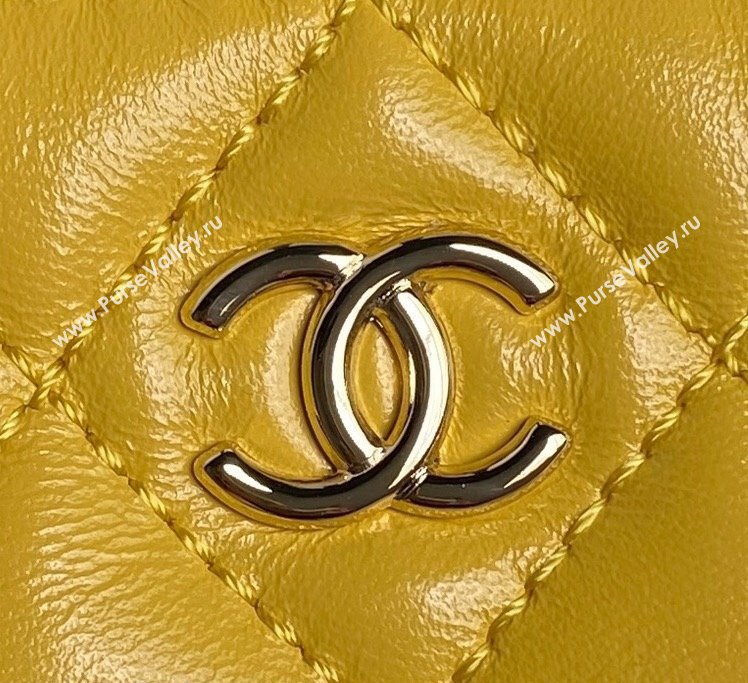 Chanel Shiny Crumpled Lambskin Vanity Case Bag with Pockets AS5222 Bright Yellow 2024 (yezi-241107015)