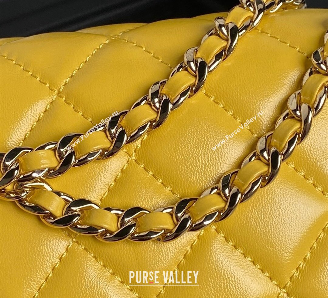 Chanel Shiny Crumpled Lambskin Vanity Case Bag with Pockets AS5222 Bright Yellow 2024 (yezi-241107015)