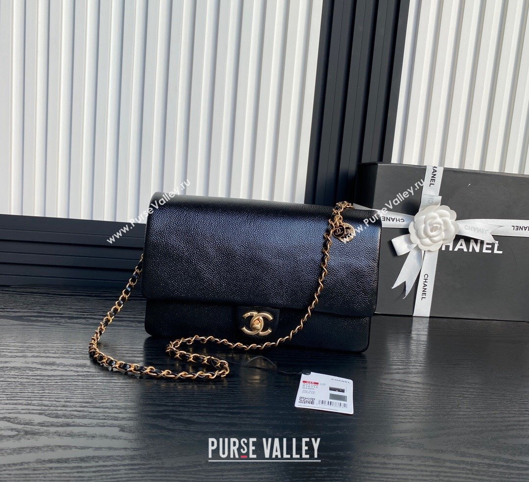 Chanel Medium Flap Bag with Chain in Grained Shiny Calfskin AS5180 Black 2024 (yezi-241106071)