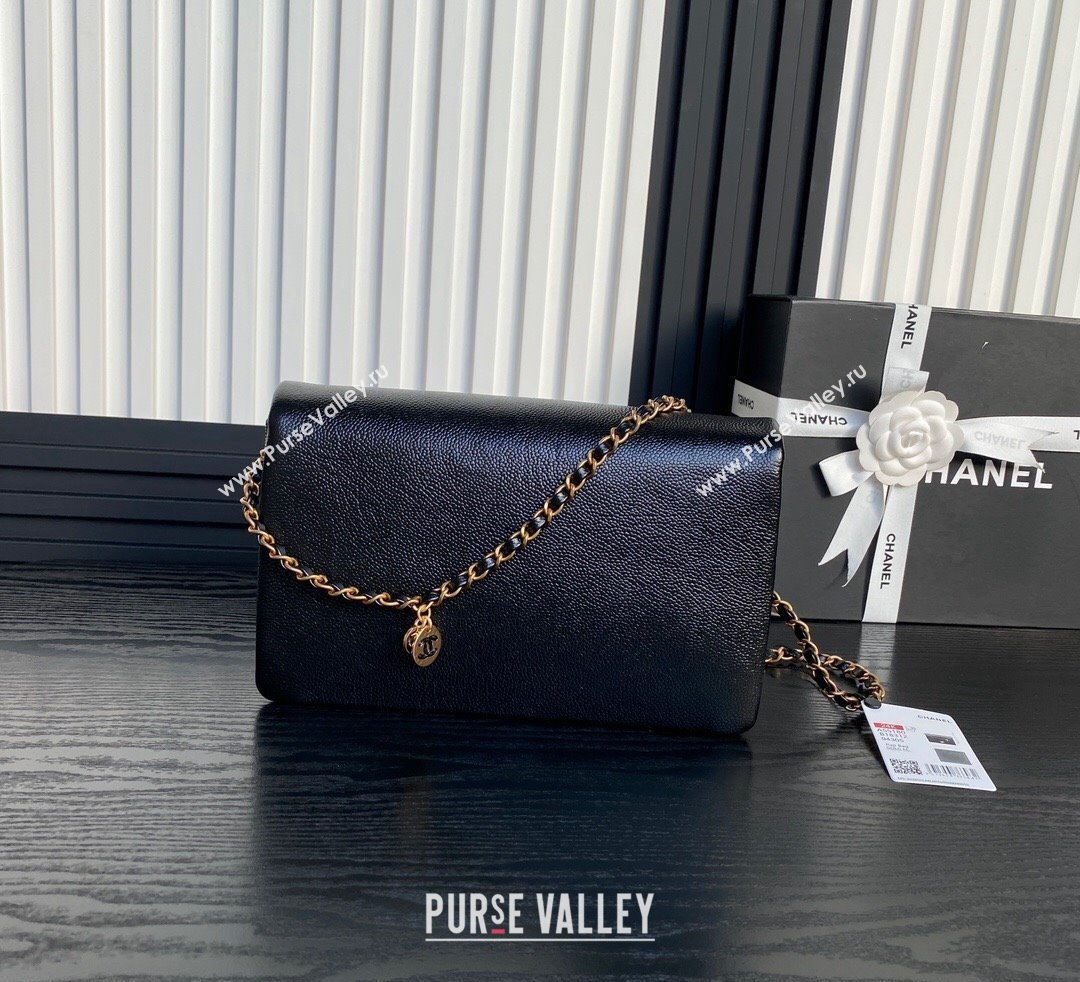 Chanel Medium Flap Bag with Chain in Grained Shiny Calfskin AS5180 Black 2024 (yezi-241106071)