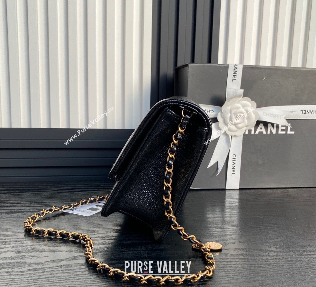 Chanel Medium Flap Bag with Chain in Grained Shiny Calfskin AS5180 Black 2024 (yezi-241106071)