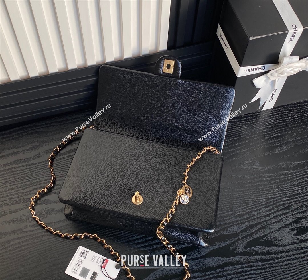 Chanel Medium Flap Bag with Chain in Grained Shiny Calfskin AS5180 Black 2024 (yezi-241106071)