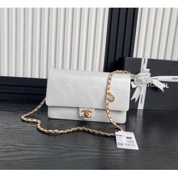 Chanel Medium Flap Bag with Chain in Grained Shiny Calfskin AS5180 White 2024 (yezi-241106072)