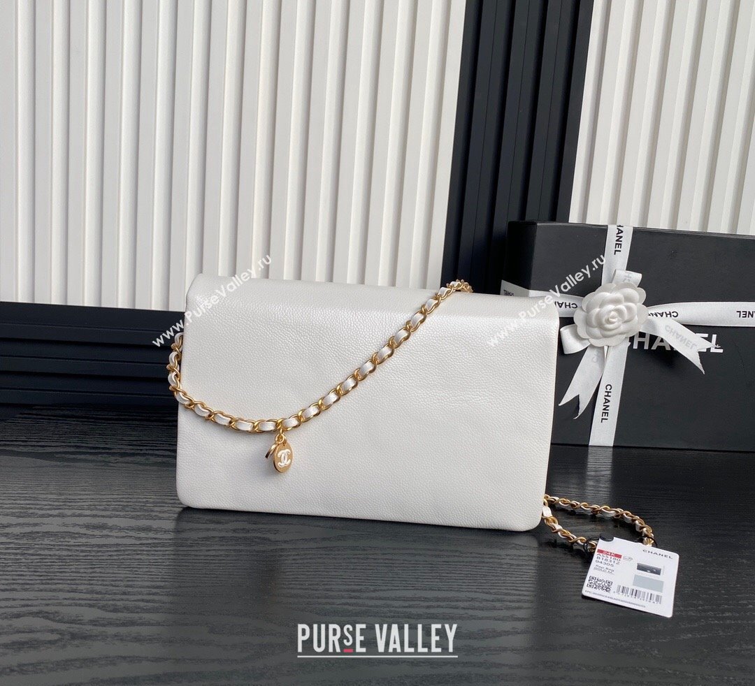 Chanel Medium Flap Bag with Chain in Grained Shiny Calfskin AS5180 White 2024 (yezi-241106072)