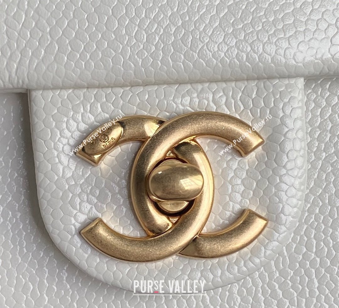 Chanel Medium Flap Bag with Chain in Grained Shiny Calfskin AS5180 White 2024 (yezi-241106072)