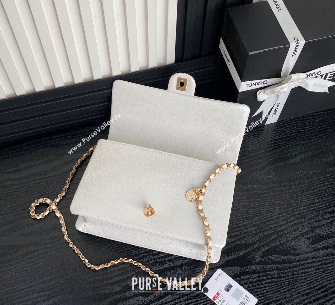 Chanel Medium Flap Bag with Chain in Grained Shiny Calfskin AS5180 White 2024 (yezi-241106072)