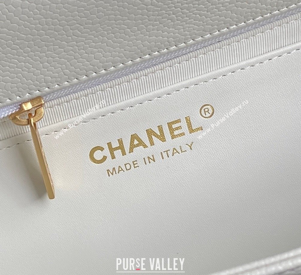 Chanel Medium Flap Bag with Chain in Grained Shiny Calfskin AS5180 White 2024 (yezi-241106072)