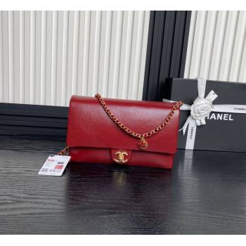 Chanel Medium Flap Bag with Chain in Grained Shiny Calfskin AS5180 Red 2024 (yezi-241106073)