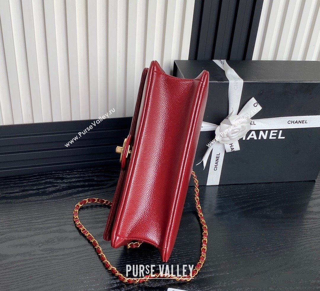 Chanel Medium Flap Bag with Chain in Grained Shiny Calfskin AS5180 Red 2024 (yezi-241106073)