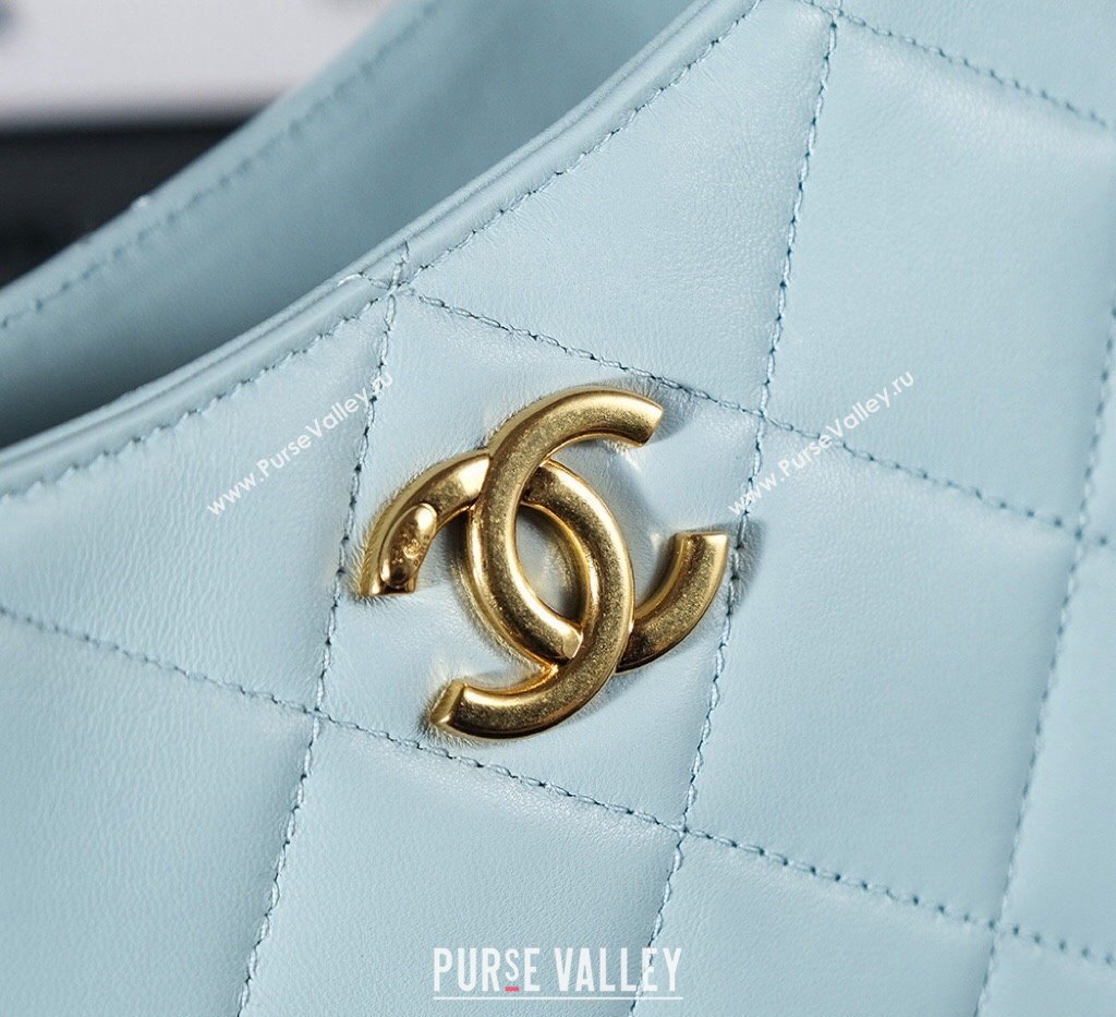 Chanel Lambskin Hobo Bag with CC Chain Strap AS5177 Light Blue 2024 (yezi-241107021)