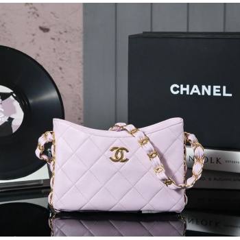 Chanel Lambskin Hobo Bag with CC Chain Strap AS5177 Light Purple 2024 (yezi-241107022)