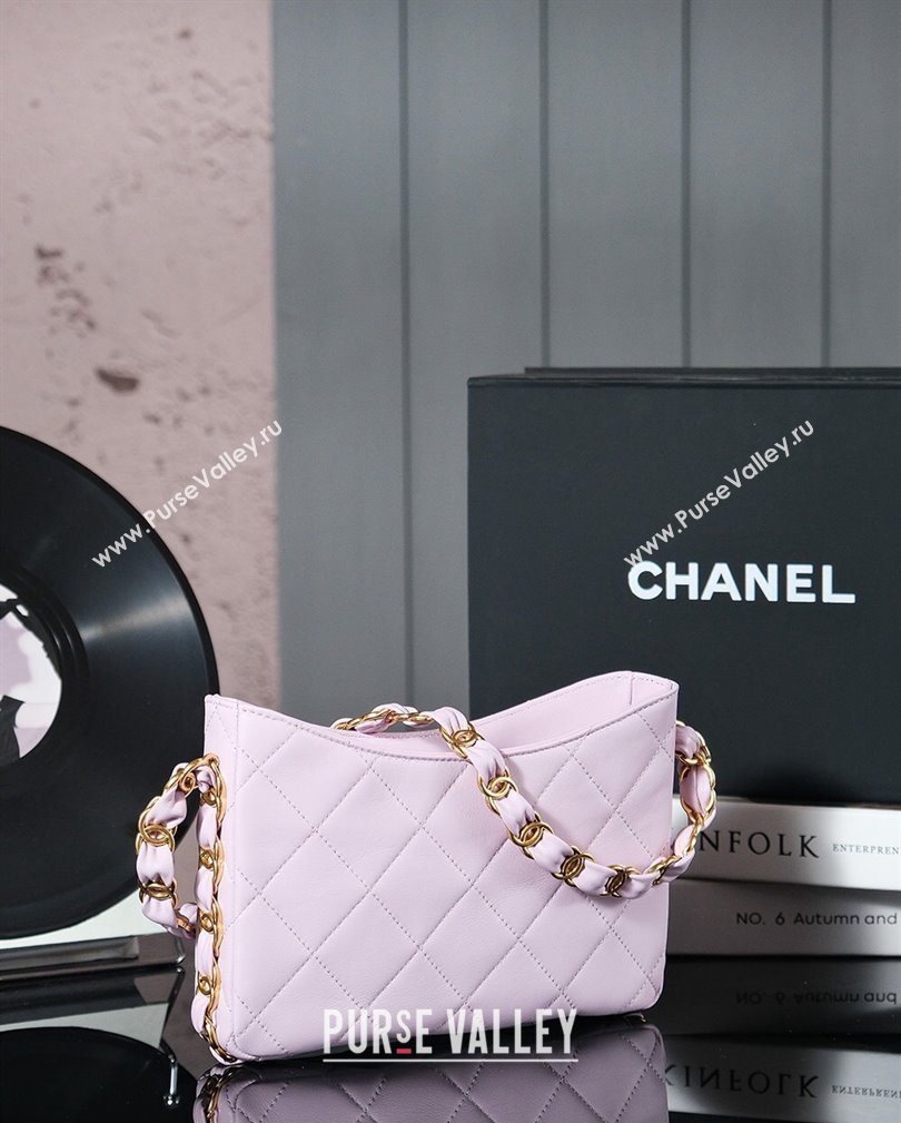 Chanel Lambskin Hobo Bag with CC Chain Strap AS5177 Light Purple 2024 (yezi-241107022)