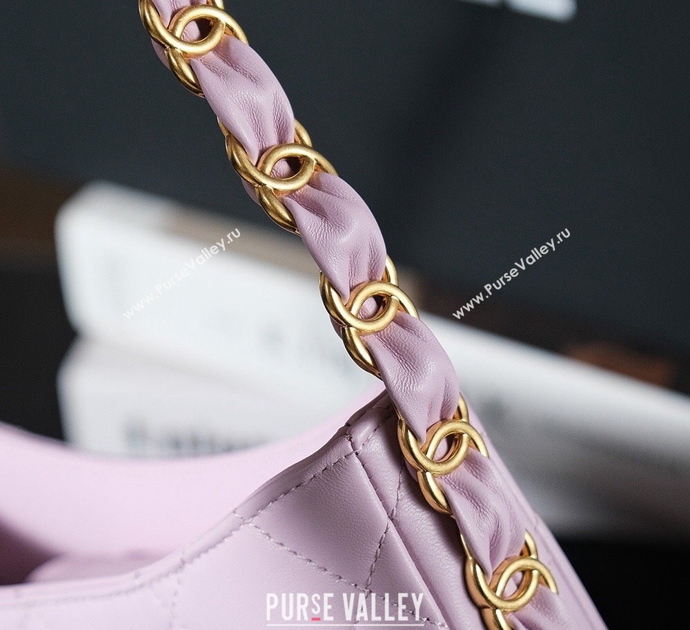 Chanel Lambskin Hobo Bag with CC Chain Strap AS5177 Light Purple 2024 (yezi-241107022)