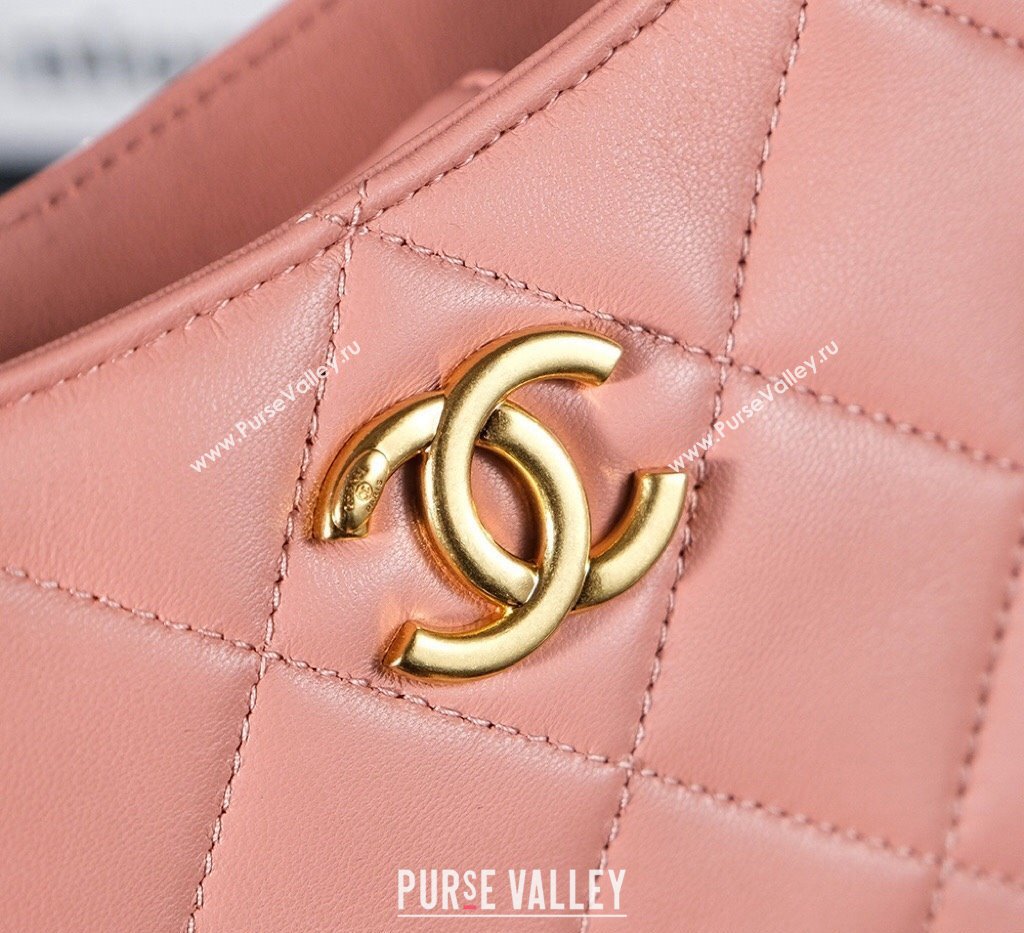 Chanel Lambskin Hobo Bag with CC Chain Strap AS5177 Coral Pink 2024 (yezi-241107023)