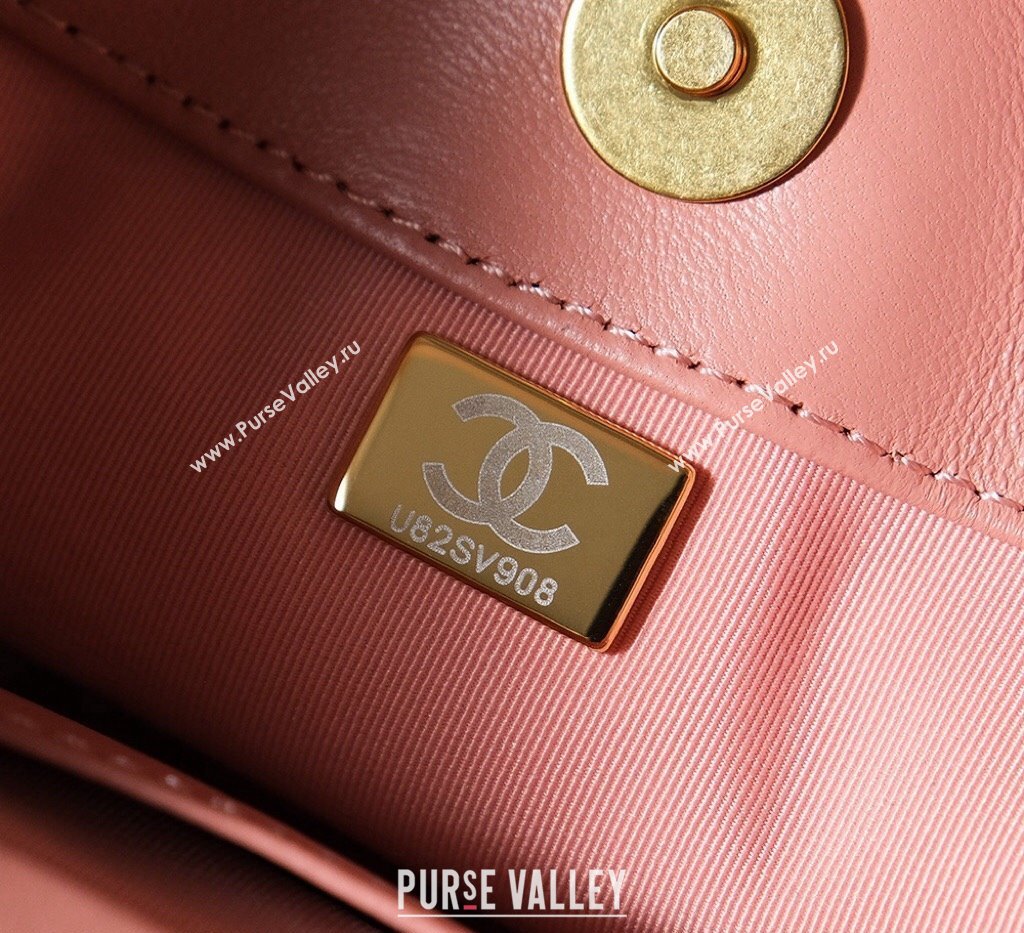 Chanel Lambskin Hobo Bag with CC Chain Strap AS5177 Coral Pink 2024 (yezi-241107023)