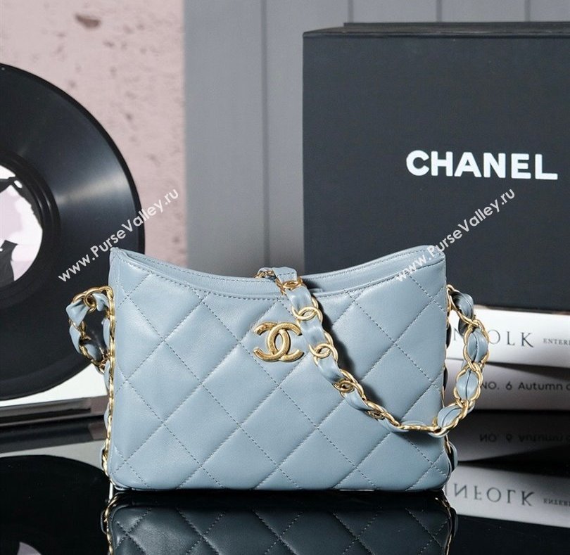 Chanel Lambskin Hobo Bag with CC Chain Strap AS5177 Grey 2024 (yezi-241107024)