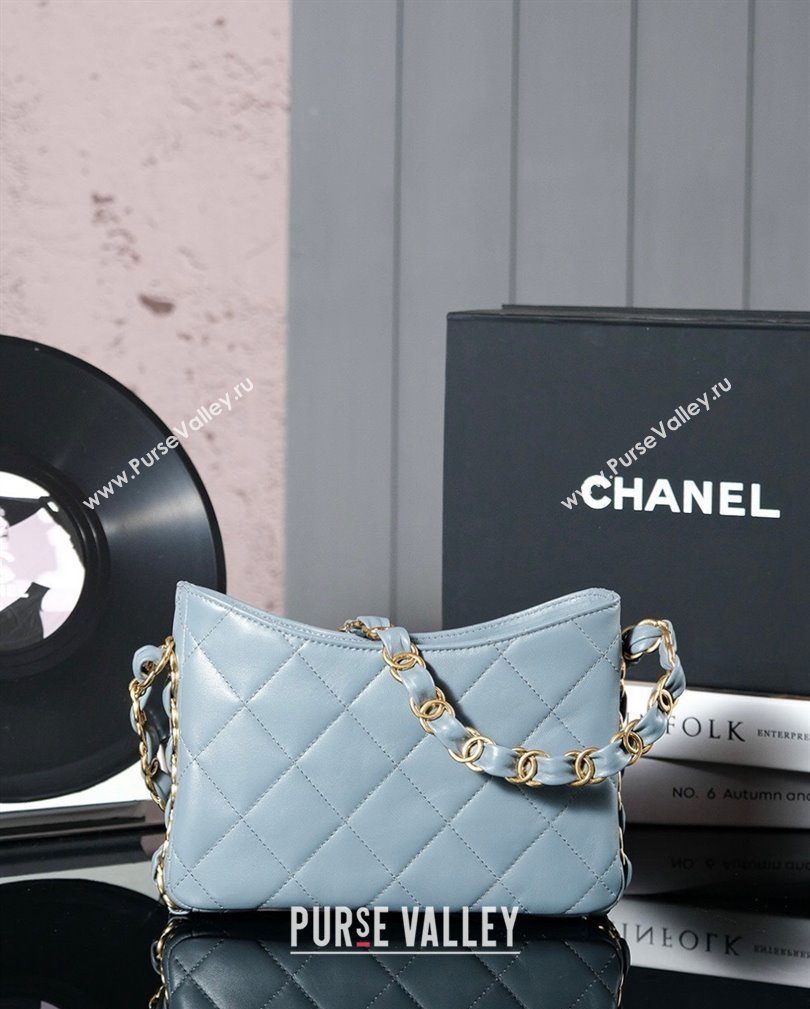 Chanel Lambskin Hobo Bag with CC Chain Strap AS5177 Grey 2024 (yezi-241107024)