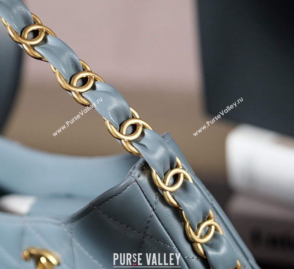 Chanel Lambskin Hobo Bag with CC Chain Strap AS5177 Grey 2024 (yezi-241107024)