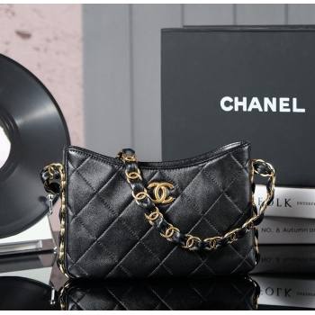 Chanel Lambskin Hobo Bag with CC Chain Strap AS5177 Black 2024 (yezi-241107026)