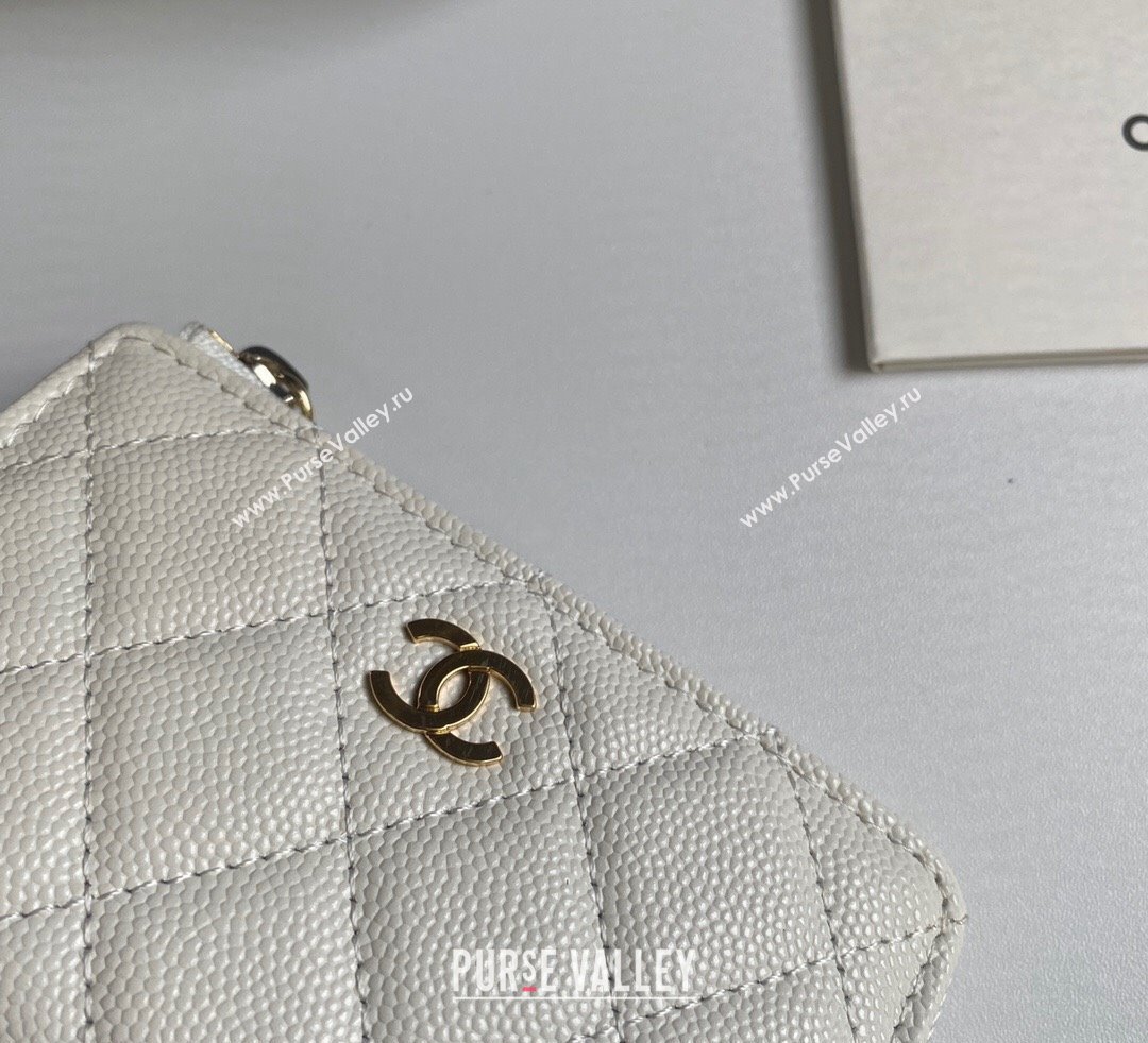 Chanel Grained Calfskin Zip Card Holder Wallet White 2024 AP0221 (yezi-241107032)