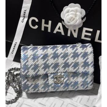 Chanel Embroidered Satin Sequins Classic Mini Flap Bag A69900 White/Grey 2024 (yezi-241107042)