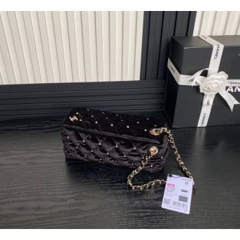 Chanel Velvet Strass Clutch with Chain AP4164 Black 2024 (yezi-241107044)