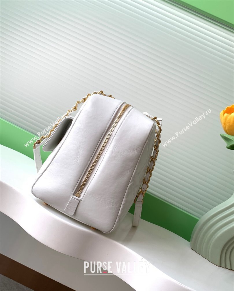 Chanel Shiny Calfskin Large Bowling Bag with Pockets White AS4933 2024 (yezi-241107048)