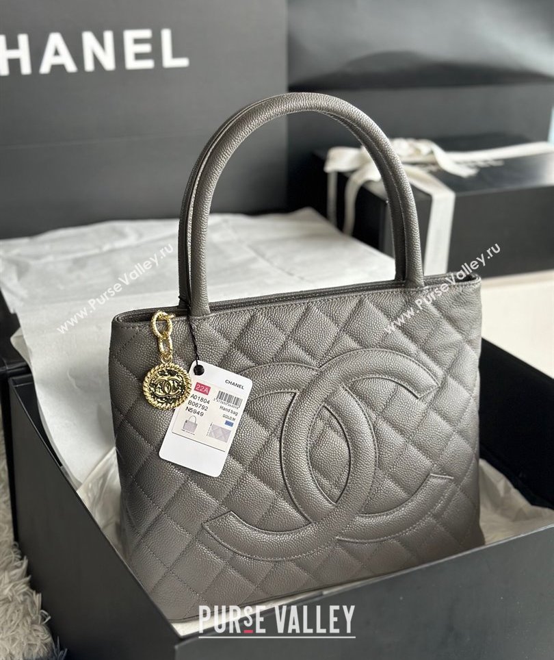 Chanel Grained Calfskin Vintage Top Handle bag Grey 2024 AS1804 (ssz-241107053)