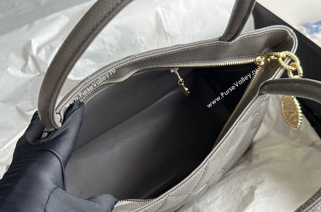 Chanel Grained Calfskin Vintage Top Handle bag Grey 2024 AS1804 (ssz-241107053)