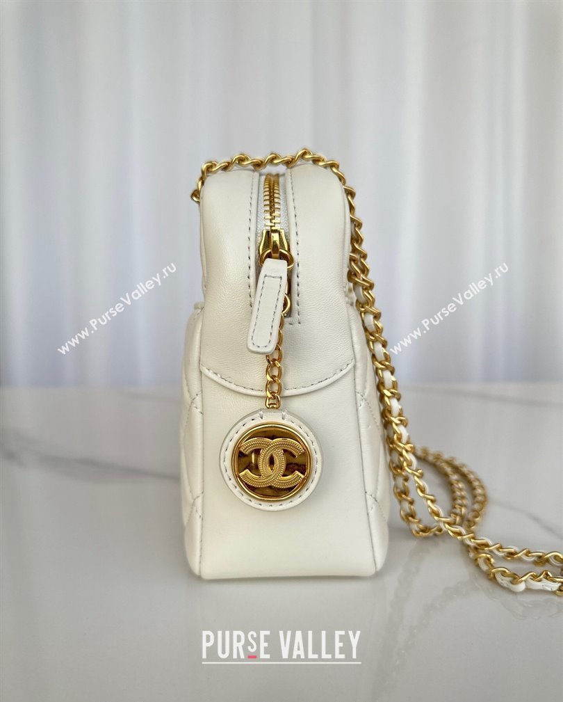 Chanel Shiny Lambskin Medium Camera Case bag White 2024 AS5187 (yezi-241107056)