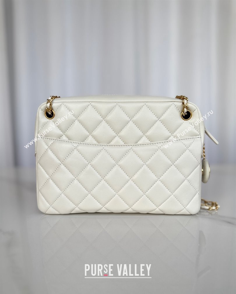 Chanel Shiny Lambskin Medium Camera Case bag White 2024 AS5187 (yezi-241107056)