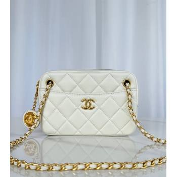 Chanel Shiny Lambskin Mini Camera Case bag White 2024 AS5190 (yezi-241107059)