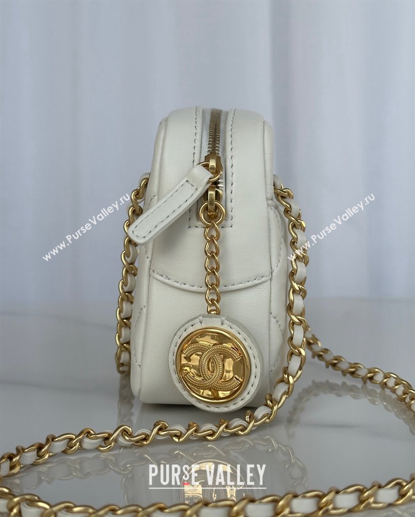 Chanel Shiny Lambskin Mini Camera Case bag White 2024 AS5190 (yezi-241107059)