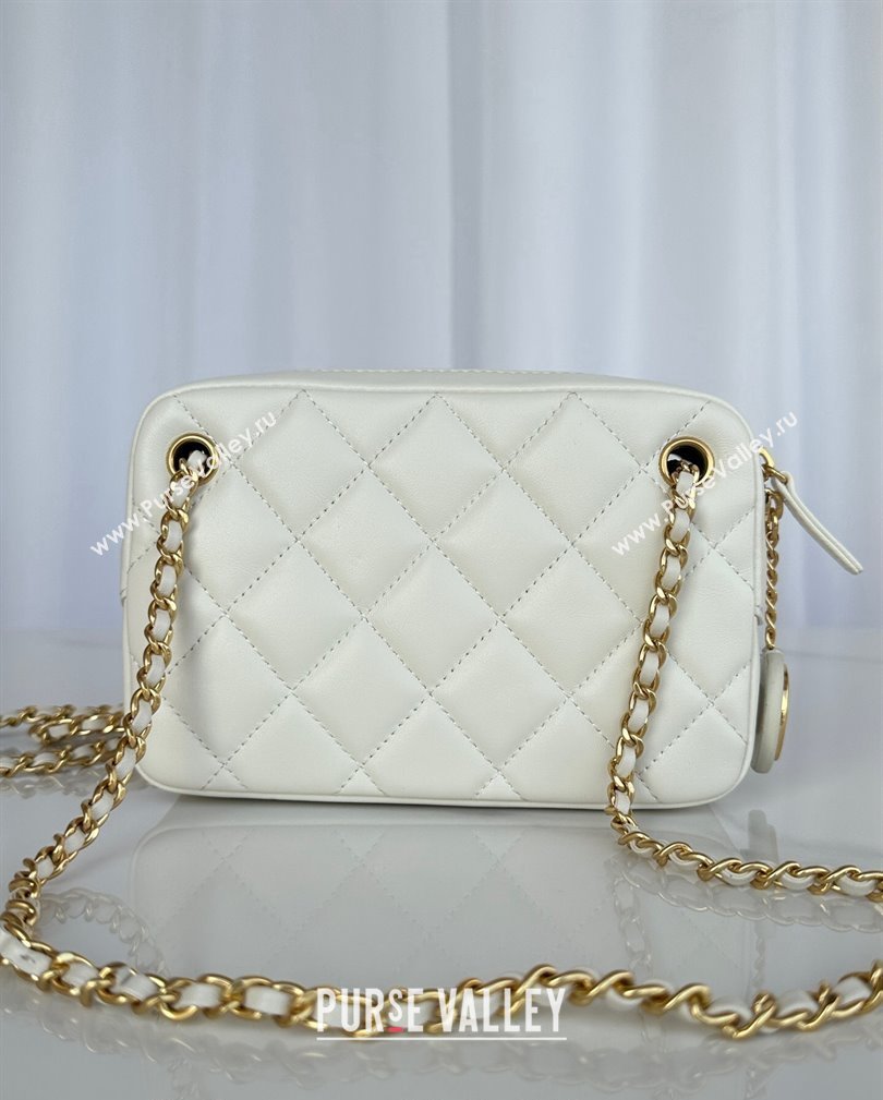 Chanel Shiny Lambskin Mini Camera Case bag White 2024 AS5190 (yezi-241107059)