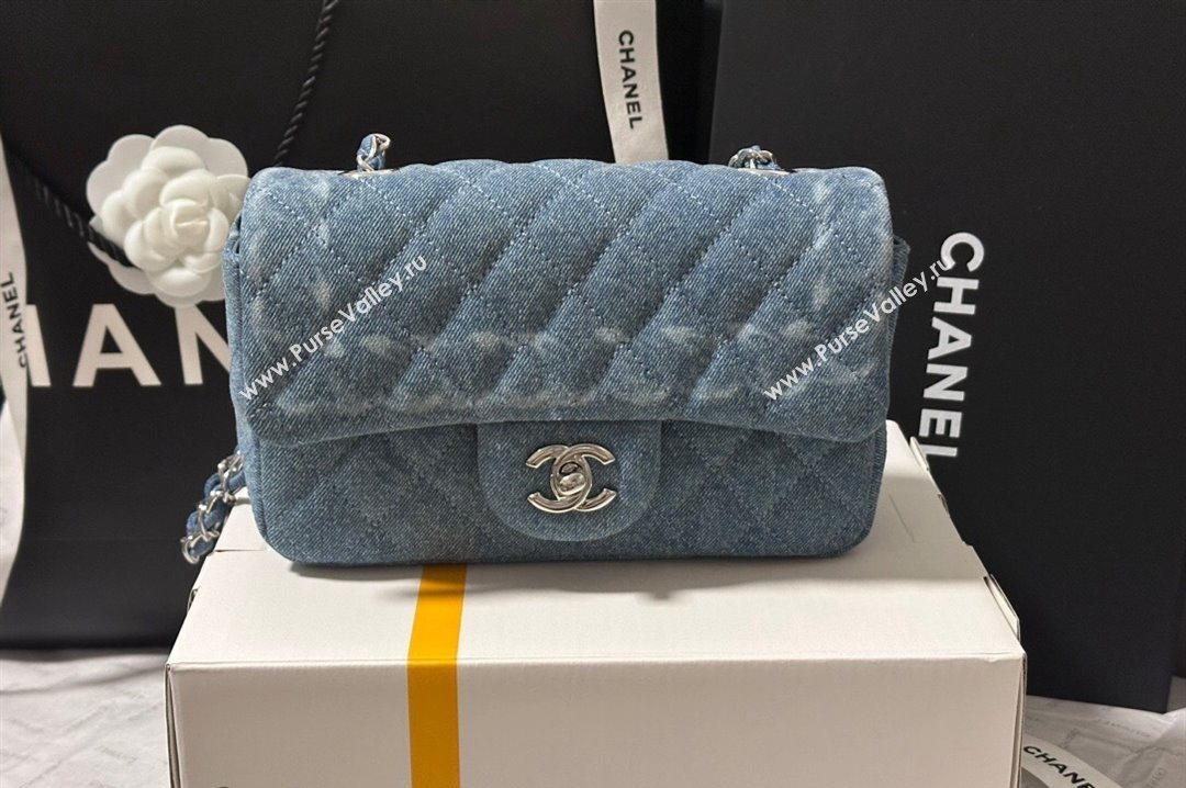 Chanel Denim Classic Mini Flap Bag A69900 Light Blue 2024 1107 (yezi-241107063)