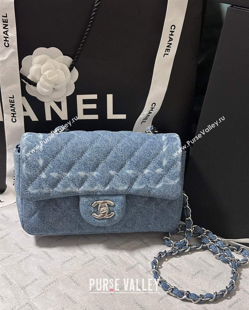 Chanel Denim Classic Mini Flap Bag A69900 Light Blue 2024 1107 (yezi-241107063)