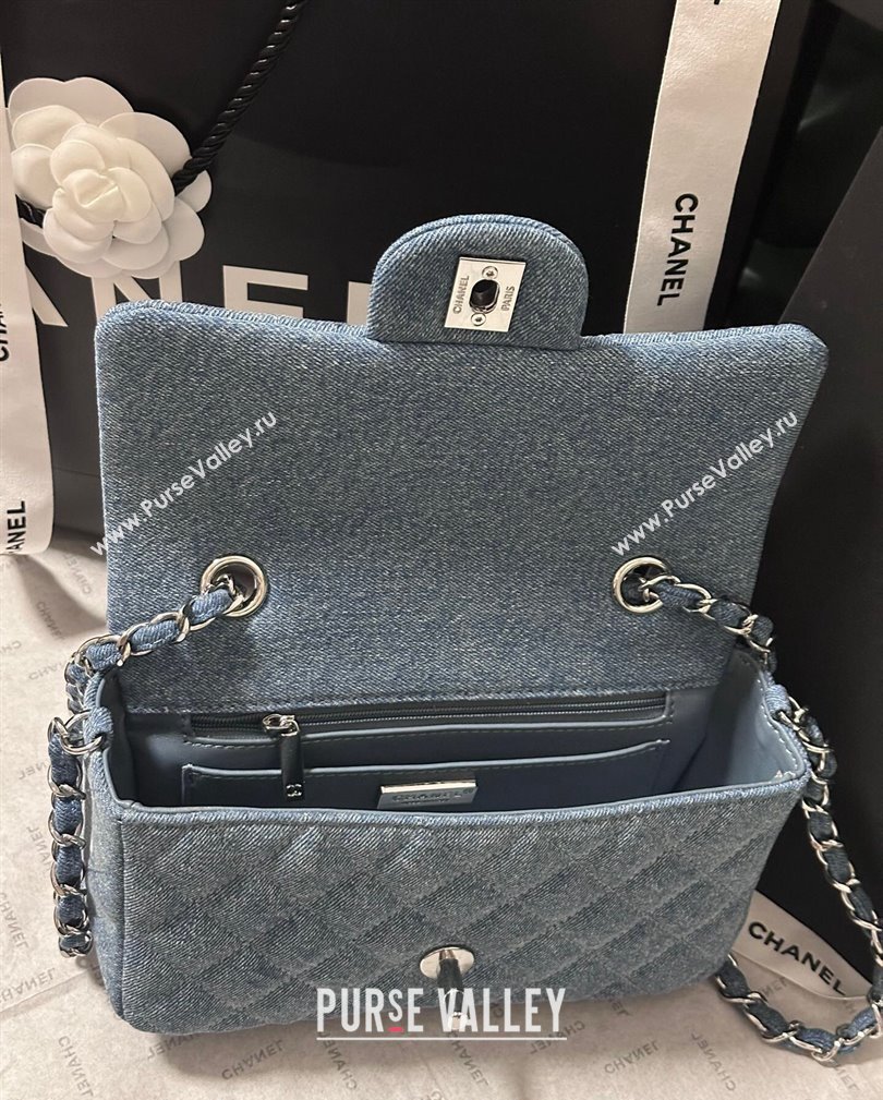 Chanel Denim Classic Mini Flap Bag A69900 Light Blue 2024 1107 (yezi-241107063)