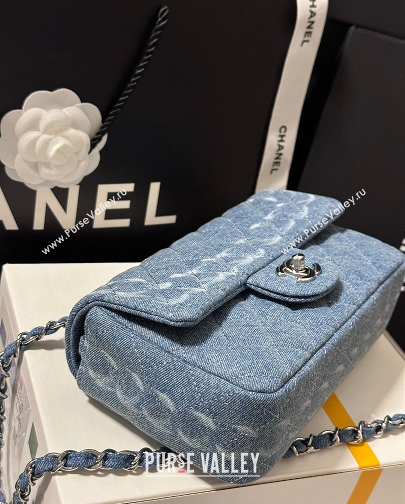 Chanel Denim Classic Mini Flap Bag A69900 Light Blue 2024 1107 (yezi-241107063)