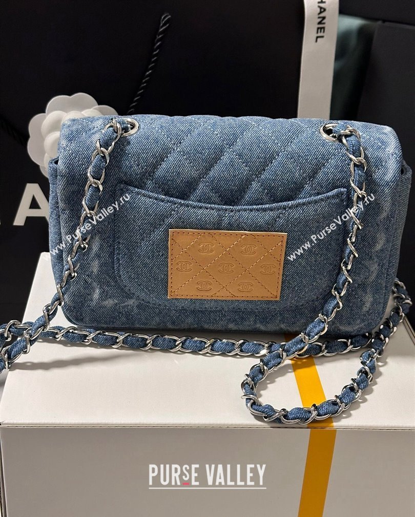 Chanel Denim Classic Mini Flap Bag A69900 Light Blue 2024 1107 (yezi-241107063)