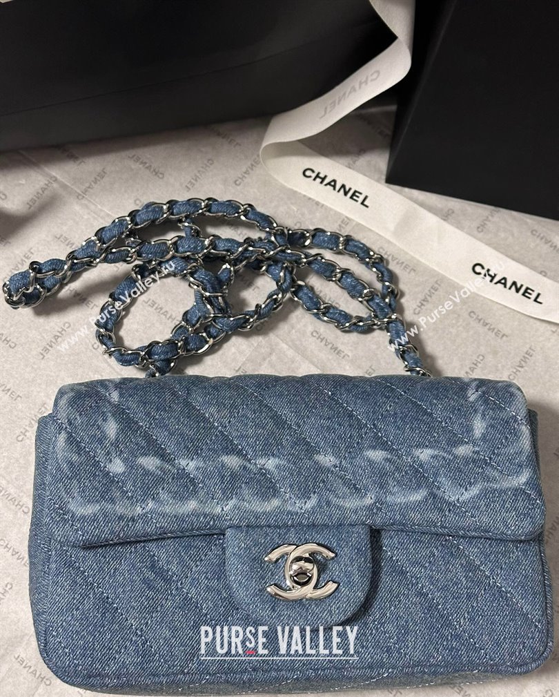 Chanel Denim Classic Mini Flap Bag A69900 Light Blue 2024 1107 (yezi-241107063)