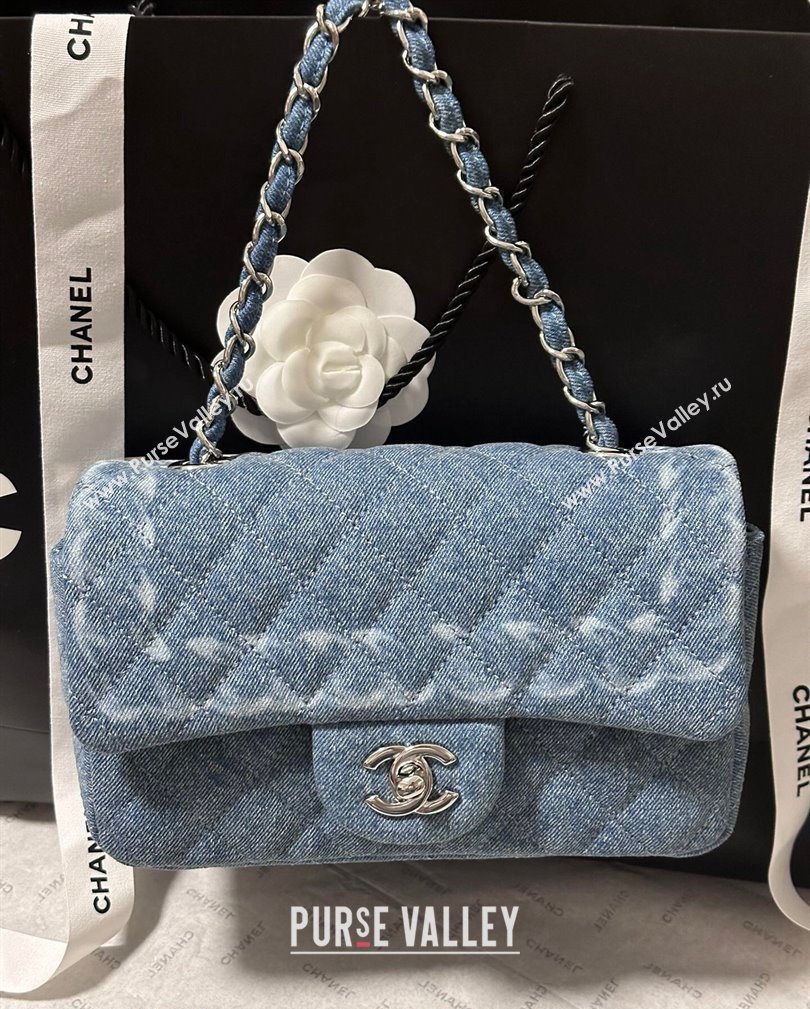 Chanel Denim Classic Mini Flap Bag A69900 Light Blue 2024 1107 (yezi-241107063)