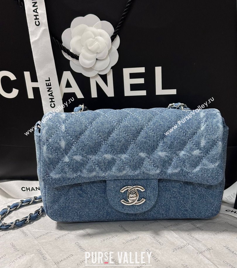 Chanel Denim Classic Mini Flap Bag A69900 Light Blue 2024 1107 (yezi-241107063)